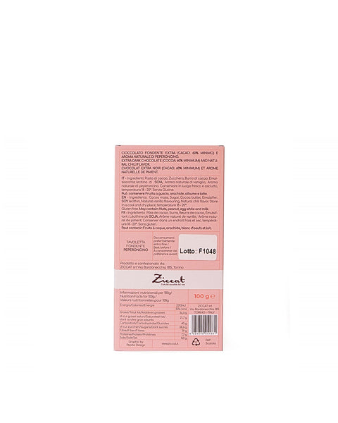 Barretta Cioccolato Fondente Peperoncino 100 gr