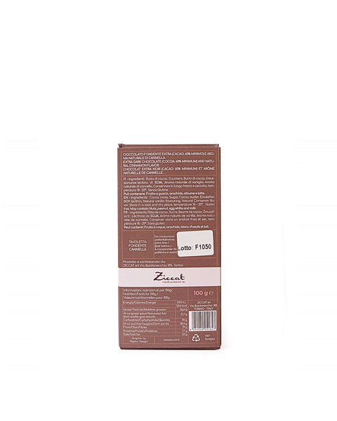 Barretta Cioccolato Fondente Cannella 100 gr