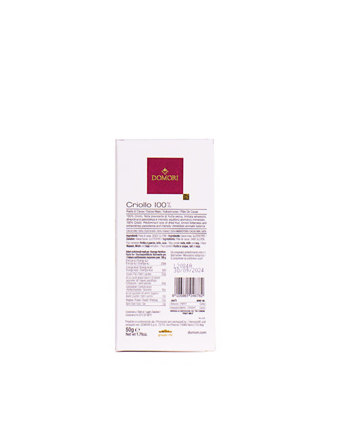 Tavoletta di Cioccolato Fondente 100% 50 gr