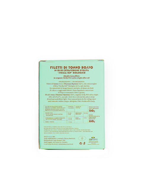 Filets de Thon Rouge à l'Huile Bio Evo de Sicile Igp 320 Gr