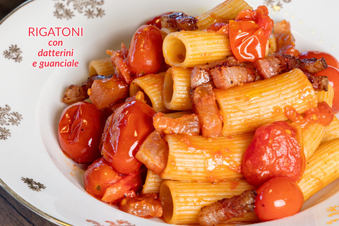 Rigatoni con datterini e guanciale: ricetta facile (ma da vera trattoria)