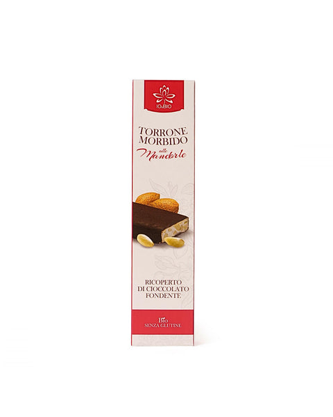 Torrone Morbido alle Mandorle Ricoperto di Cioccolato Fondente Senza Glutine 100 Gr