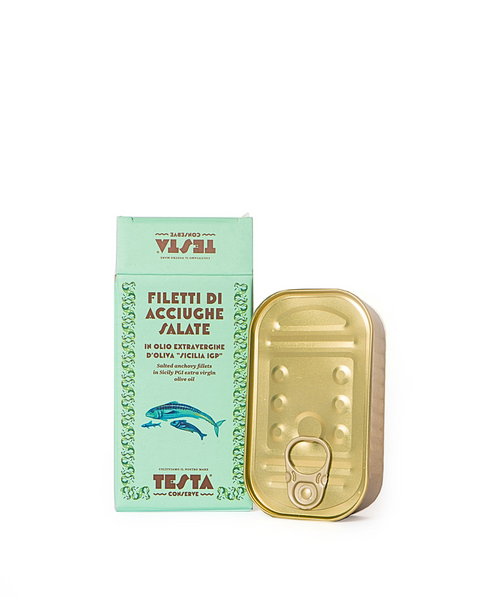Salted Anchovy Fillets in Sicilian PGI Extra Virgin Olive Oil - 120 g tin