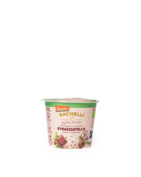 Organic Stracciatella ice cream in a cup