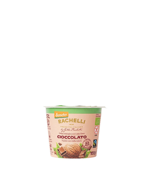Organic chocolate ice cream in a cup