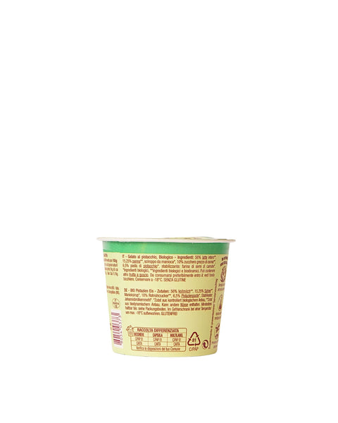 Organic pistachio ice cream in a cup