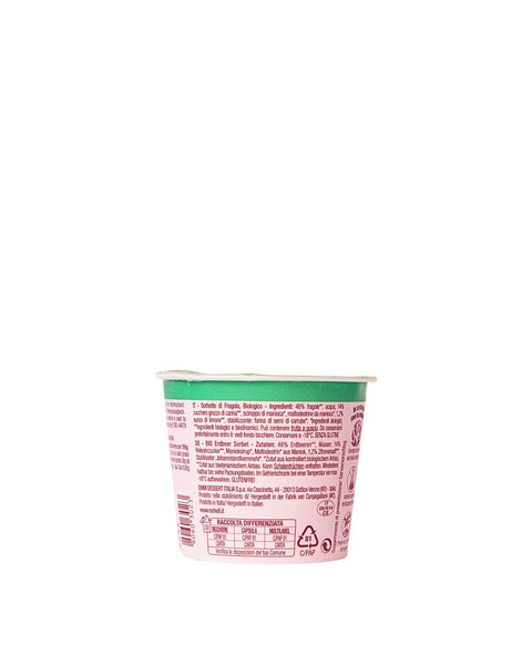 Organic strawberry ice cream in a cup