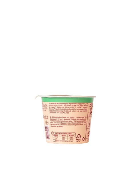 Organic hazelnut ice cream in a cup