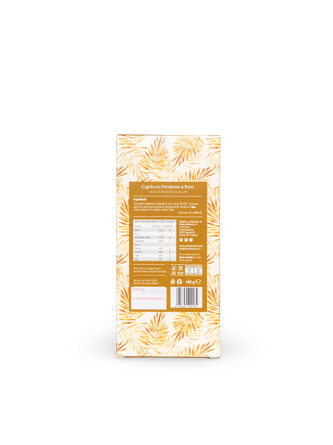 Cioccolato Capriccio Fondente e Rum 100 Gr