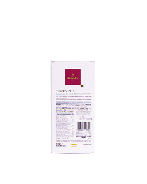 Tavoletta di Cioccolato Fondente 70% 50 gr