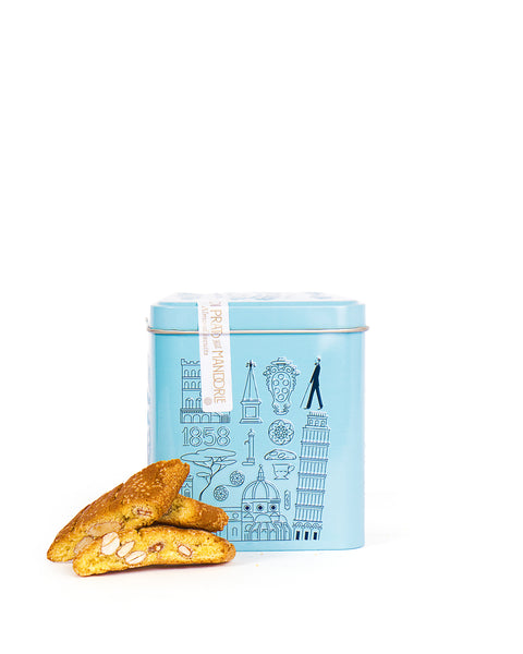 Prato Biscuits with Almonds in Blue Tin 200 Gr
