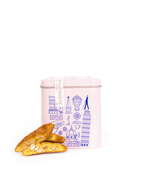 Prato Biscuits with Almonds in Pink Tin 200 Gr