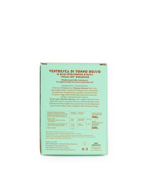 Ventresca di Tonno Rosso in Olio Evo di Sicilia Igp Bio 320 Gr
